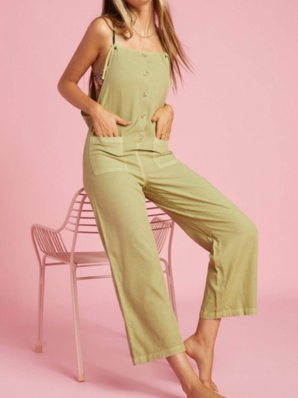 Billabong Beach Cruiser Olive Green Jumpsuit Overalls Sz XL